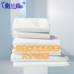 Grande Hotel Bedding Disposable Pillowcase White Bed Sheets Quilt Cover Thickened Non-woven Fabric thumbnail-1