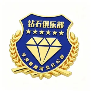 Custom Gold Plated Shield Pin Badge, Corporate Club Outstanding Employee Award Brooch thumbnail-1