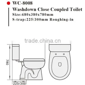 Two-Piece Washdown Cheap Watermark Toilet S/P Trap With GEBERIT or R&T Fitting Soft Cover, Australian WELS WC-8008 Quality Choice thumbnail-2