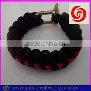 Fashion Stainless Steel Gold Clasp 550 Red in Black Color Paracord Bracelet thumbnail-1