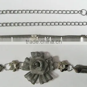 GUNMETAL COLOR Metal Chain Belts With Rhinestones thumbnail-1