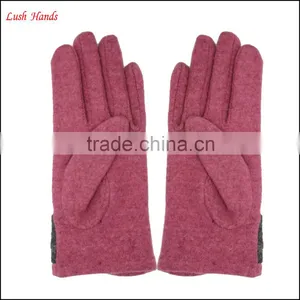 Ladies Pink Woolen Gloves With Rabbit Fur Ball thumbnail-3