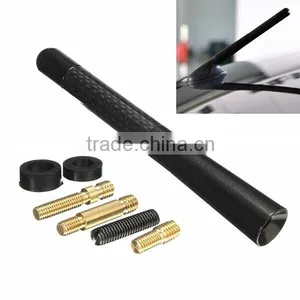 High Quality 4.72inch Universal Short Aluminum Auto Car Radio AM FM Carbon Fiber Antenna Replacement Screw Color Black thumbnail-6