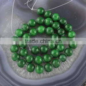 YJ1122-4 Dark Green Dyed Jade Stone Beads Strand for Jewelry Making thumbnail-1