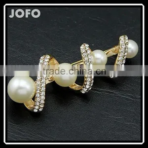 Fashion Jewelry 2016 Factory Direct Wholesale Rhinestone Pearl Spiral Style Brooch thumbnail-1