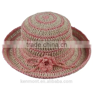 Fashion Ladies Summer Promotional Cheap Beach Hat Paper Straw Hat thumbnail-5