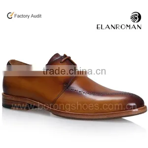 Elegant Italian Calf Leather Derby Design Brown Men Dress Leather Shoes thumbnail-2
