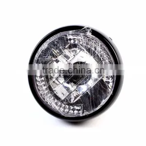 BJ-HL-008 Wholesale Sport Bike Amber Round Black 35W 26 LED Headlight Motorcycle thumbnail-3