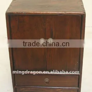 Chinese Antique Old Wood Colour Bedside Cabinet With One Drawer Two Door 38*33*51cm thumbnail-1