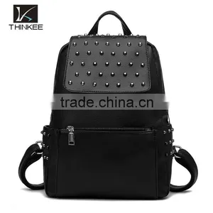 China Shop 2016 Newest Black Rivet Leather Bags Backpack for Girls thumbnail-1