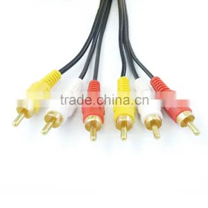 High Quality 3RCA to 3RCA VICEO&AUDIO M/M Cable for Computer/TV/DVD Player/soundbox thumbnail-2