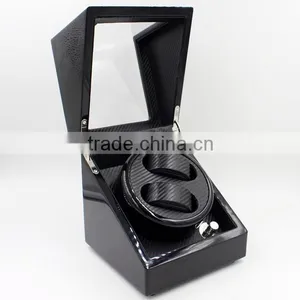 Custom Black Wooden 2 Slot Automatic Carbon Fiber Watch Winder thumbnail-1