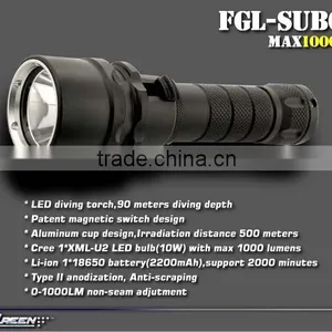 Aluminum Magnetic Rechargeable Xml u2 Underwater Flashlight thumbnail-2