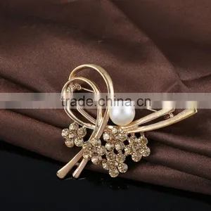 Wedding Bouquet Rhinestone Flower Brooch,Fashion Designs Pearl Rhinestone Brooch Pin For Suit thumbnail-1