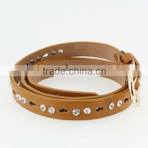 Women's Fashion pu Leather Shiny Rhinestone Belt With Shiny Gold Buckles in Yiwu thumbnail-3