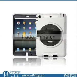 Genuine Leather Hand Strap Rotating 3 Layer Heavy Duty Hybrid Armor Case for IPad Mini 1 2 3, With Touchable Screen thumbnail-2