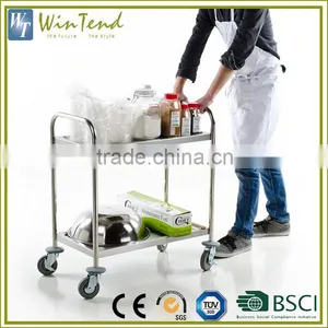 Commercial 2 Tier Stainless Steel Heavy Duty Catering Trolley on Wheels thumbnail-1