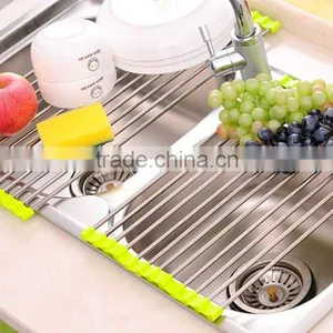 Best Large Commercial Kitchen Folding Over The Sink Compact Stainless Steel Dish Rack, Dish Drying Rack thumbnail-4