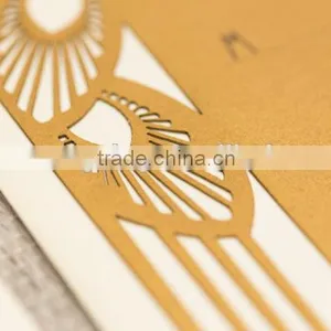 2016 Newmengxing Art Deco Wedding Invitation, Laser Cut Art Deco Motif, Unique Wedding Invitation, Modern Invite thumbnail-5