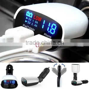 Dual LED Display USB Car Charger For Samsung Galaxy S6 Note 5 4 IPhone HTC White thumbnail-1