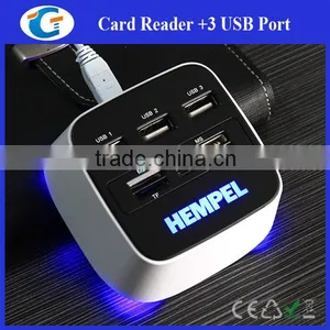 Light Up OEM 2.0 USB Hub 3 Port Combo Card Reader thumbnail-3