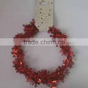 HOT SALE! 9 Feet Red Metallic PVC Snowflake Wire Tinsel Garlands thumbnail-1
