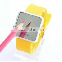 New Silicone Band Red LED Digital Lady Men Sport Wrist Mirror Watch thumbnail-1