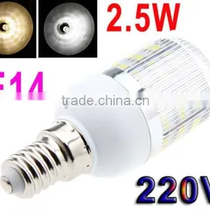 220V/110V E14/E27 2.5W 48 SMD3528 LED Corn Light Bulb Lamp With Cover White/Warm White Led thumbnail-1