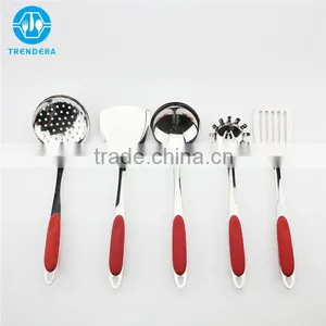 Red Handle Utensils Made of Stainless Steel thumbnail-1