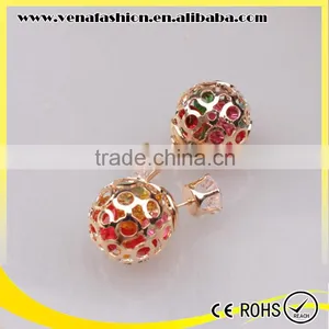 Double Faced Handmade Crystal Earring, Crystal Ball Earrings Quality Choice thumbnail-3
