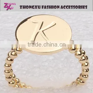 New Custom Fashion and Popular Womens Gold Plated Letter K Ring thumbnail-1