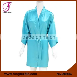 2904 Hot Sales Wedding Turquoise Short Satin Bride Robe thumbnail-4