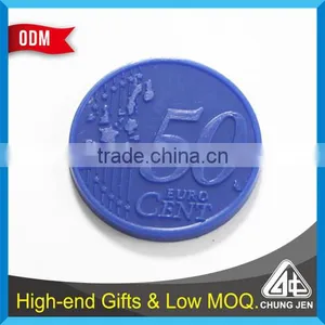 China Supplier Custom Colors 50 Cent Embossed Plastic Trolley Coin thumbnail-2