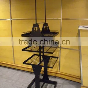 Floor Standing Metal Wire Mesh Retail Bottle Display Racks thumbnail-2