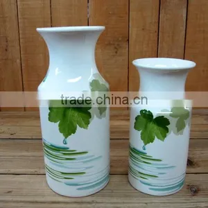 Ceramic Vase With Leaves and Water Decal for Home/ Hotel Decoration thumbnail-1