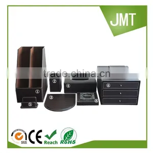 Top Quality 8 Piece /set Wood Black Leather Office & File Stationery Desk Set thumbnail-1
