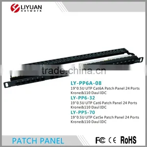LY-PP6A-08 24 Port Cat6a Cat6 Cat5e Patch Panel Gigabit RJ45 LAN Ethernet/ Network Rack Mounted 0.5U Krone&110 Daul IDC thumbnail-1