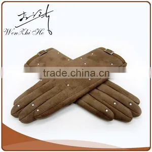 2016 NEW Fashional Cherry Thinsulate Suede Motorcycle Gloves For Girls thumbnail-6