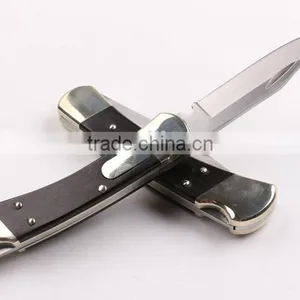 OEM 440 Stainless Steel Folding Backlock Knife With Brass Handle thumbnail-4