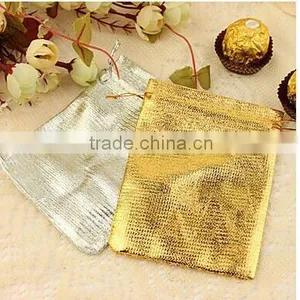 IN STOCK Metallic Silver Fabric Pouch With a Drawstring Cord thumbnail-4