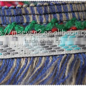 6.3cm Polyester Fringe Tassel, Woolen Fringe Trimming With Jacquard, Decorative Jacquard Tape for Garment thumbnail-6