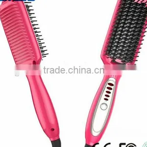 Pink 3 In 1 Professional Hair Salon Equipment Electric Hair Straightener Brush With Hair Curler thumbnail-1