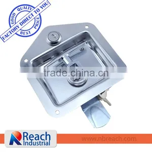 Heavy Duty Truck or Trailer Toolbox Flush Mount Polished Stainless Steel Key-Locking Recessed Turning Lock Lift Handle thumbnail-1