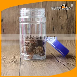 300ml PET Clear Plastic Medicinal Herbs Bottle With Blue Screw Lids thumbnail-4
