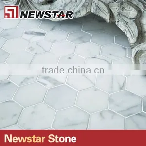 Newstar White Marble Hexagon Tile Designs Bianco Bathroom Floor Mosaic thumbnail-5