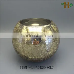 Crackled Design Gold Color Round Glass Vases thumbnail-2