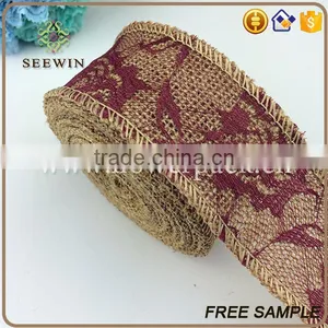 High Quality Raw Natural Jute Italian Ribbon With Rose Pattern for Sales thumbnail-6