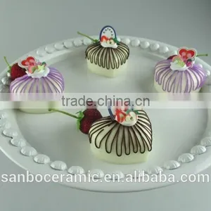Ceramic Cake Stand , Metal Cake Stand White for Wedding & Party With Dome thumbnail-4