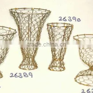 Metal Wire Flower Vase, Wire Cage Vase, Tall Metal Vases, Metal Flower Vase, Antique Metal Flower Vase,painted Metal Flower Vase thumbnail-1
