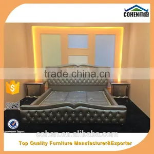 2016 New Top Quality Home Used Furniture Top Genuine Real Leather Bed thumbnail-2